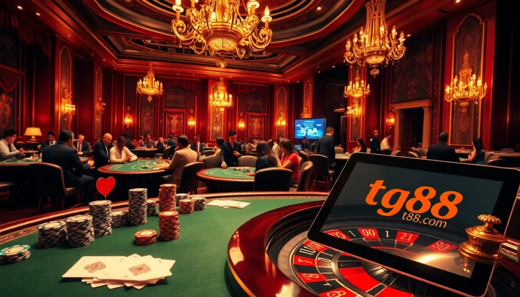 Experience the thrill of winning at tg88.com, featuring vibrant poker tables, immersive roulette wheels, and dynamic games.
