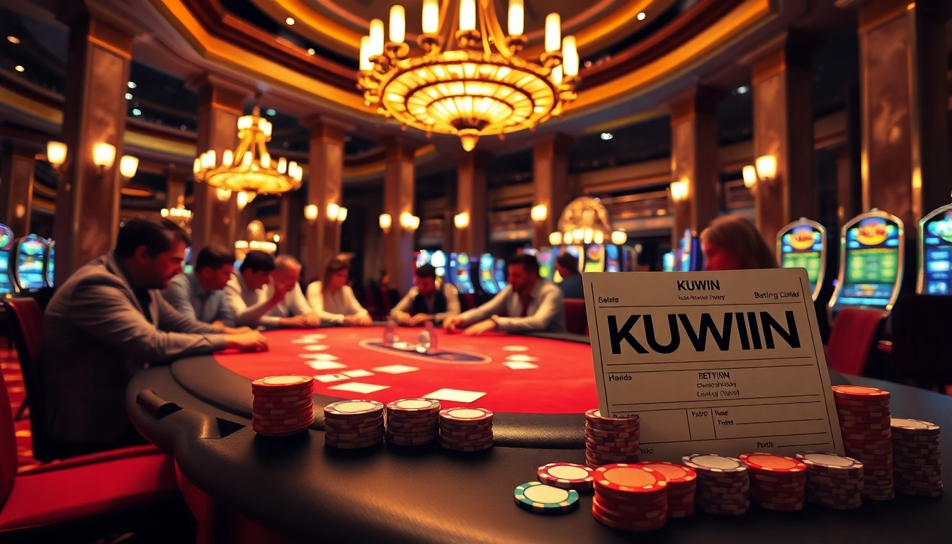 KUWIN elevates the excitement of a poker tournament with vibrant chips and focused players.